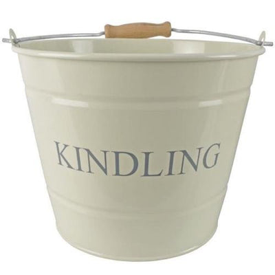 Manor Kindling Bucket with Wooden Handle Cream Finish 22cm - Jacksons of Saintfield