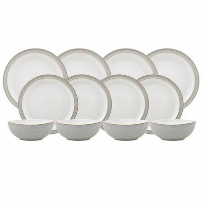 Denby Elements 12 Piece Dinner Set Light Grey