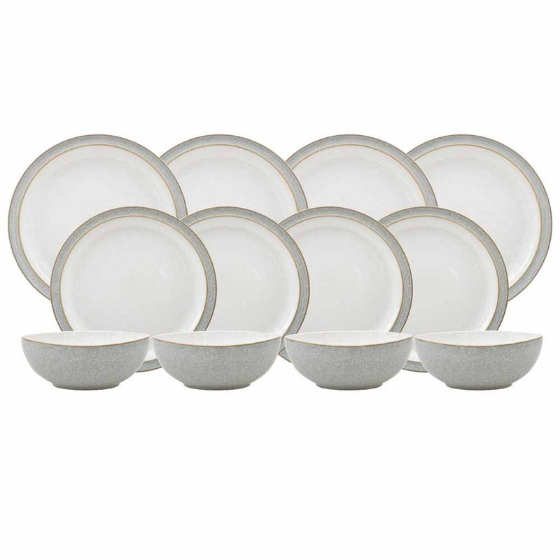 Denby Elements 12 Piece Dinner Set Light Grey