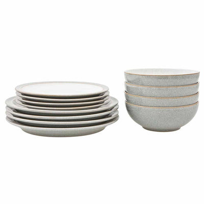 Denby Elements 12 Piece Dinner Set Light Grey