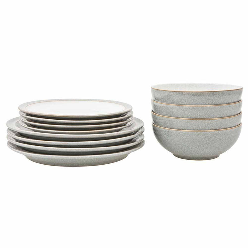 Denby Elements 12 Piece Dinner Set Light Grey