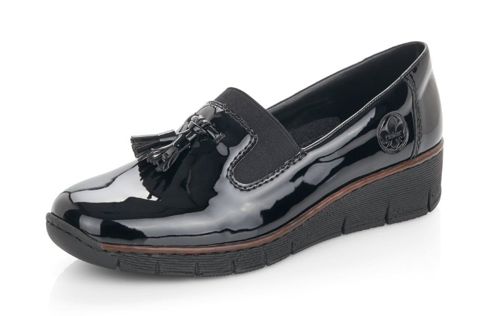 Rieker ladies loafer 53751-00 black patent