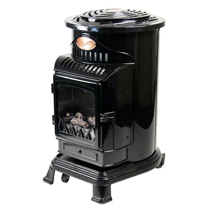 Provence Portable Gas Heater Gloss Black Real Flame Effect Calor Gas - Northern Ireland ONLY Collection or Delivery