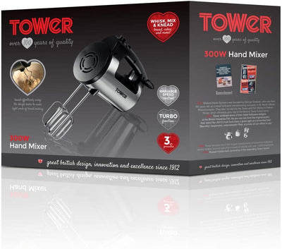 TOWER T12016 HAND MIXER STAINLESS STEEL 300W SAVE £16