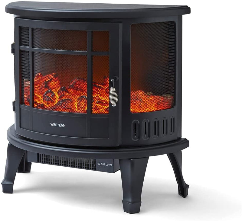 Warmlite Bath Log Effect Fire with Adjustable Temperature and Flame Controls, 1800W, Black