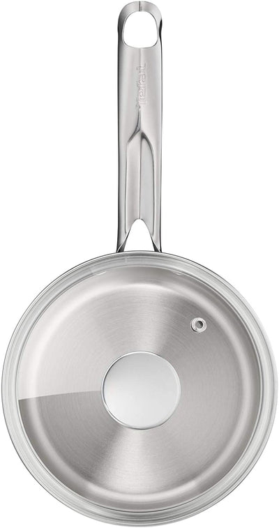 Tefal Elementary 5 Piece Set with 14 cm Milk 16/18 cm Saucepans with Lids and 20/24 cm Frying Pans Stainless Steel