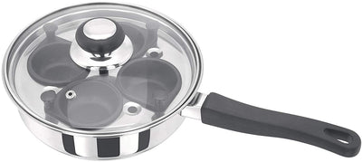 Judge Stainless Steel Glass Lid 4 Non Stick Cup Egg Poacher HP86