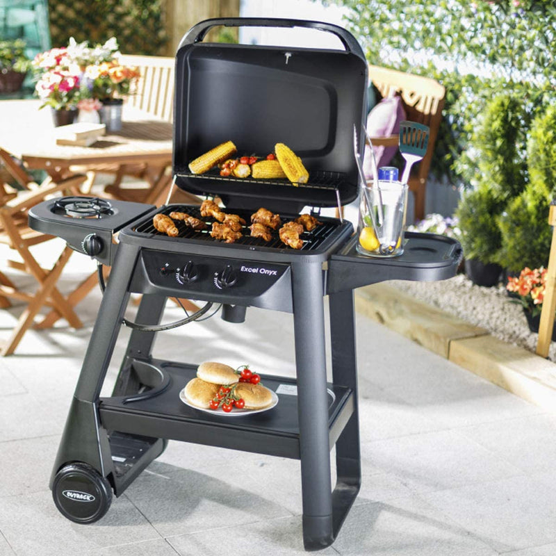 Outback Excel Onyx 2 Burner Gas BBQ with Side Burner and Stand