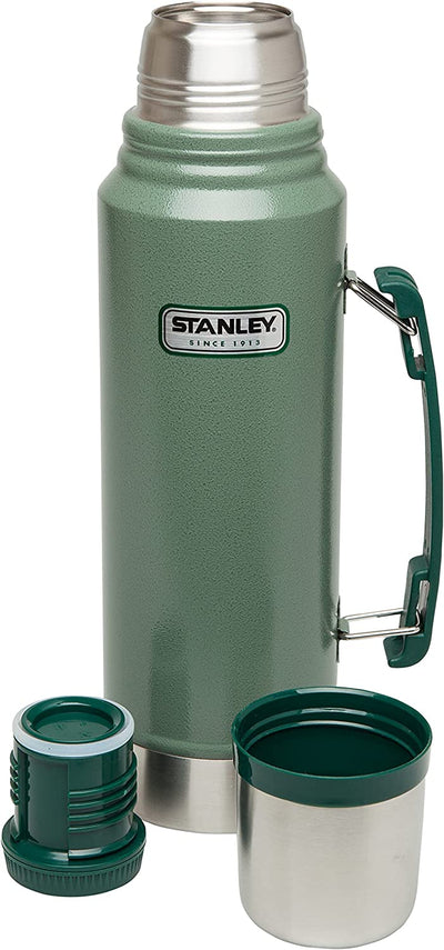 Stanley Classic Legendary Bottle 1L / 1.1QT Hammertone Green - Stainless Steel Thermos Flask - BPA-free - Keeps 24 Hours Hot or Cold - Dishwasher Safe - Leak-proof Lid Serves As A Cup
