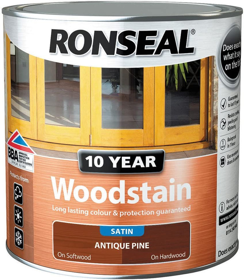 RONSEAL 10 YEAR SATIN WOODSTAIN ANTIQUE PINE 750ML