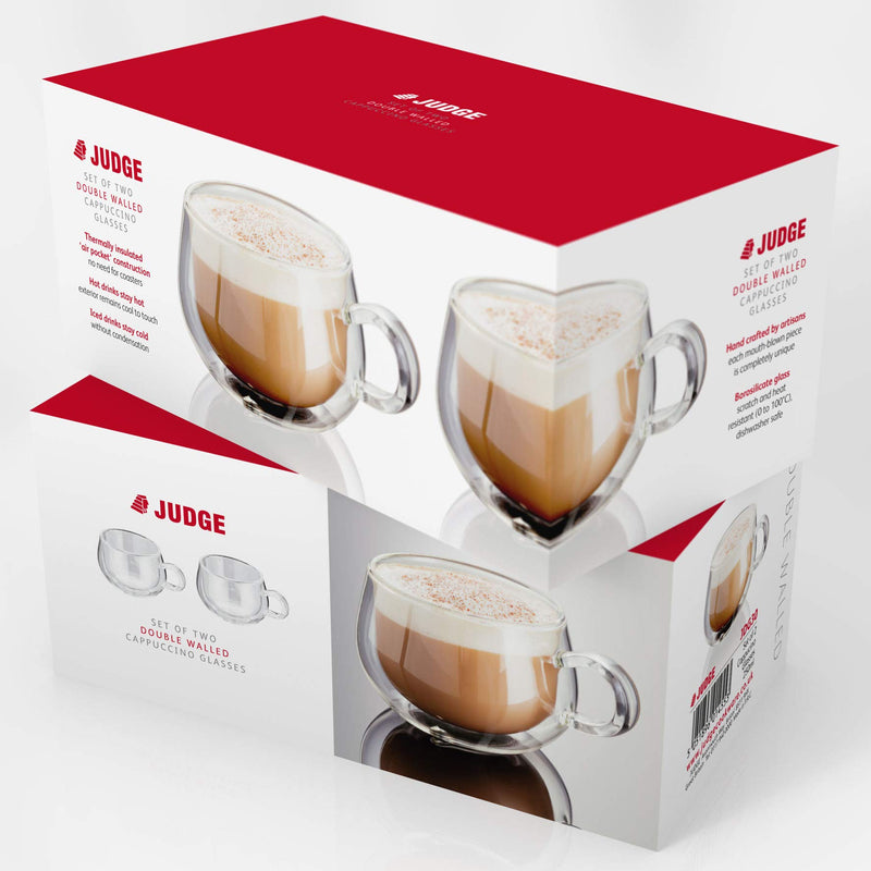 Judge JDG30 Set of 2 Double Walled Cappuccino Glasses 225 ml