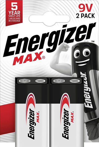 Energizer 9V Batteries, Max Alkaline Power, 2 Pack