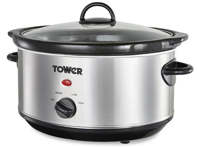 TOWER Slow Cooker Stainless Steel 6.5L T16040