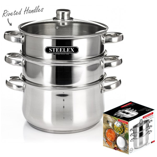 STEELEX 24cm 3 Tier Steamer Jacksons of Saintfield