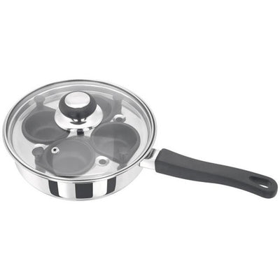 Judge Stainless Steel Glass Lid 4 Non Stick Cup Egg Poacher PP297