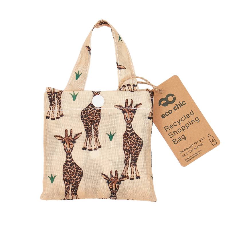 Eco Chic Giraffes Beige Recycled Foldaway Shopper Bag