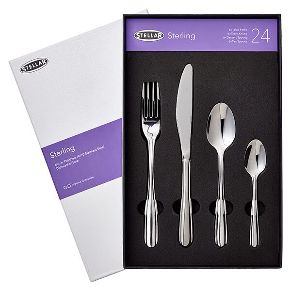 Stellar Sterling 18/10 Stainless Steel 24 Piece Cutlery Set BT50