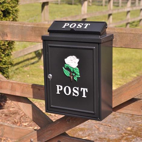 Wall Mounted Postbox (White rose)