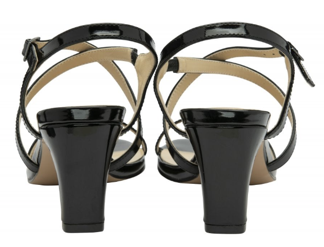 Ladies black patent sandals shop