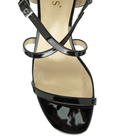 Black Patent Diana Open-Toe Sandals, Lotus Ladies
