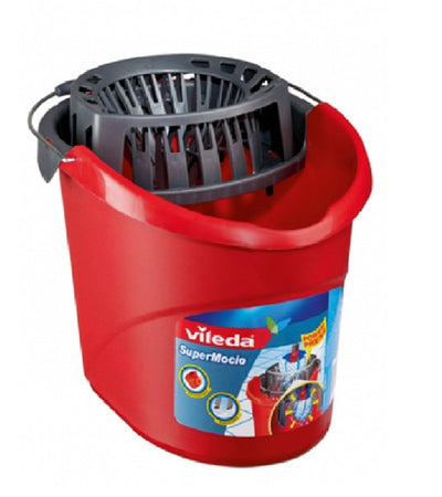 Vileda Supermocio Mop Bucket With Power Wringer - Red 10 Litre