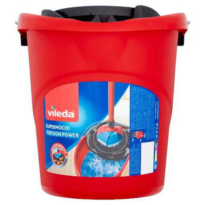 Vileda Supermocio Mop Bucket With Power Wringer - Red 10 Litre
