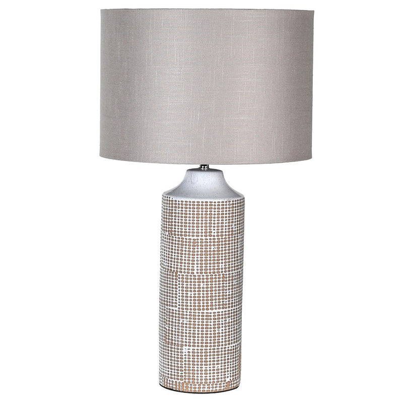 Grid Patterned Lamp with Linen Shade