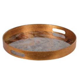 Marble effect tray gold