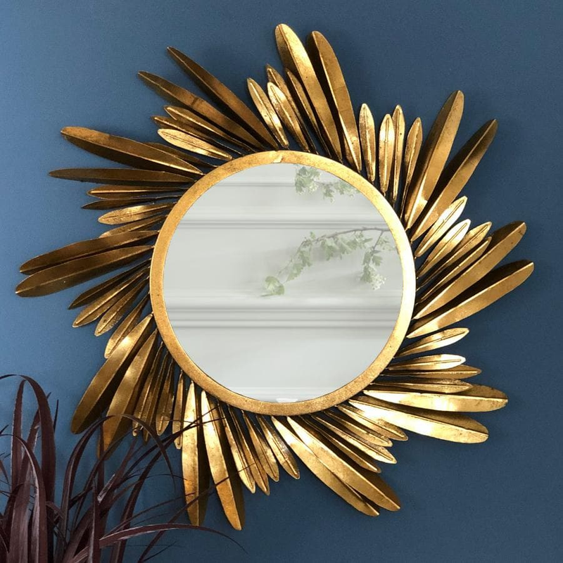 Gold Feather Mirror