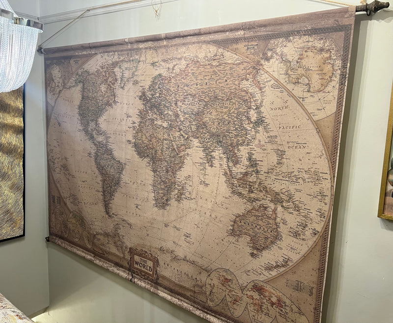 Large Fabric Hanging World Map