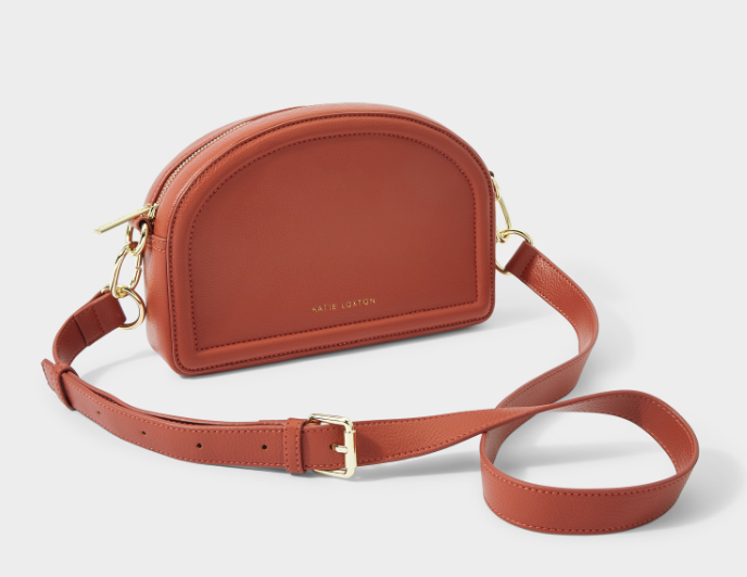 Katie Loxton Keira handbag, in terracotta, half moon bag