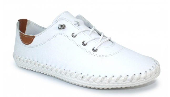 Lunar Womens St Ives Leather Plimsoll- White