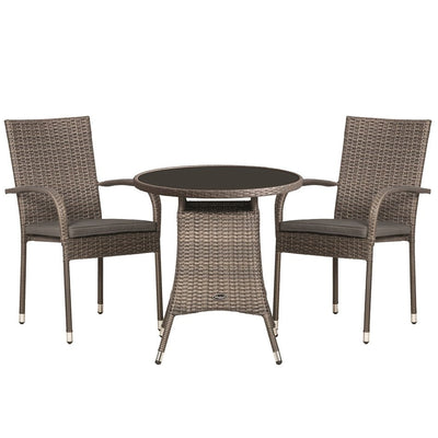 Royalcraft Malaga 3 Piece Stacking Bistro Set & Cushions - In Stock Now