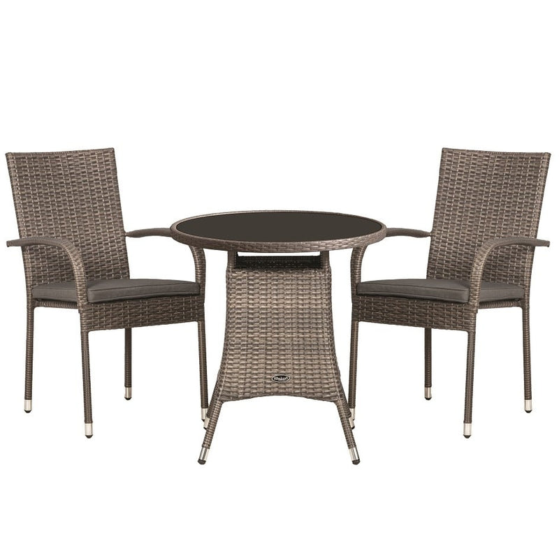 Royalcraft Malaga 3 Piece Stacking Bistro Set & Cushions - Collection In Store Only