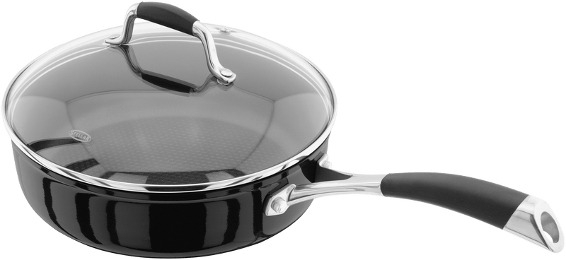 Stellar 3000 24cm Saute Pan With Lid Black Non Stick S318B