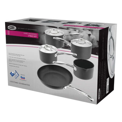 Stellar 6000 Hard Anodised 5 Piece Cookware Set S6C1