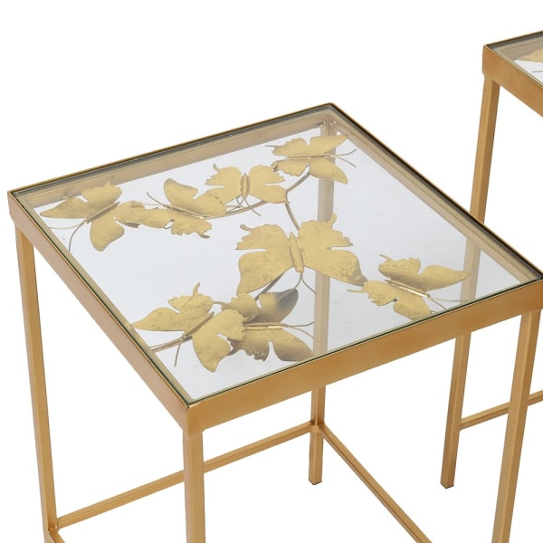 Set of 2 Gold Butterfly Side Tables