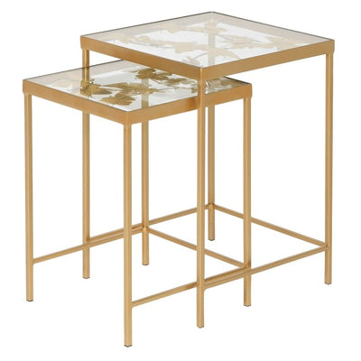 Set of 2 Gold Butterfly Side Tables