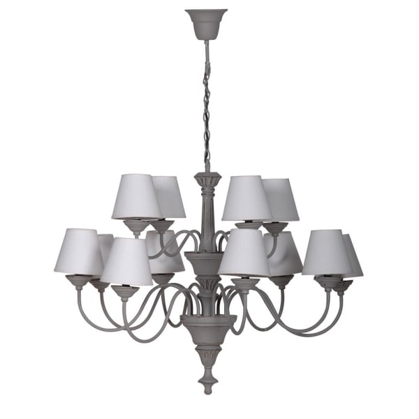 Grey Chandelier with 12 Cream Shades