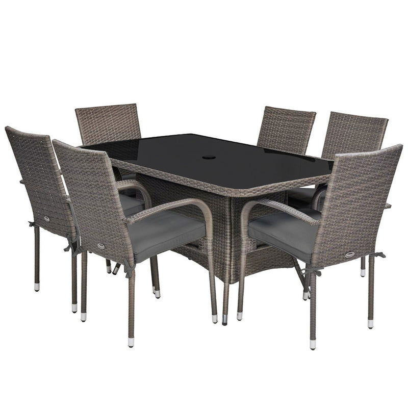 Royalcraft Malaga 6 Seater Rectangular Rattan Stacking Dining Set - Collection In Store Only