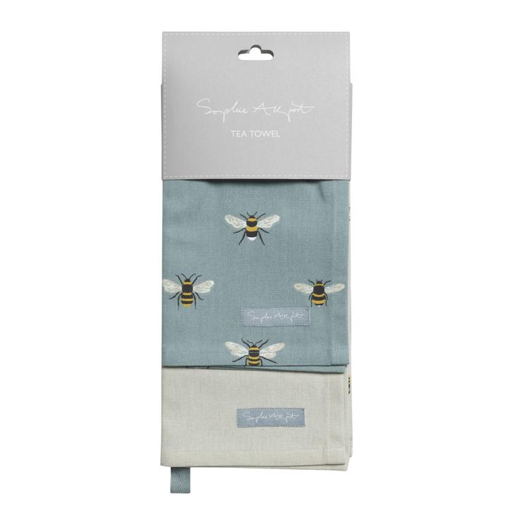 Sophie Allport Bees Teal Tea Towel set of 2