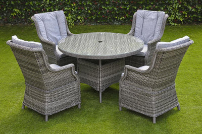 Santorini 4 Seater Dining Set With High Back Armchairs