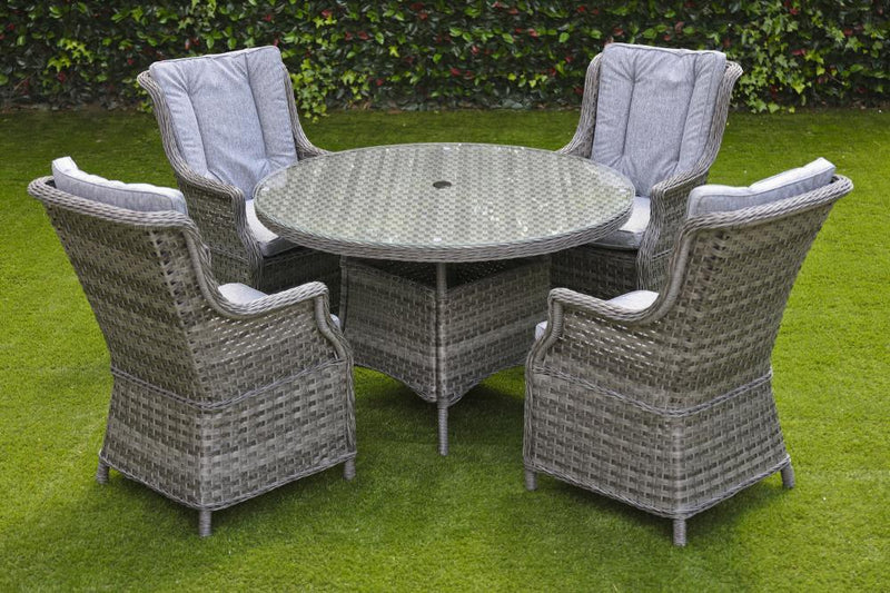 Santorini 4 Seater Dining Set With High Back Armchairs