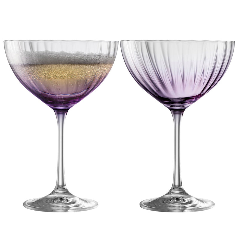Galway Erne C/tail & Champagne Saucer Set of 2 - Amethyst