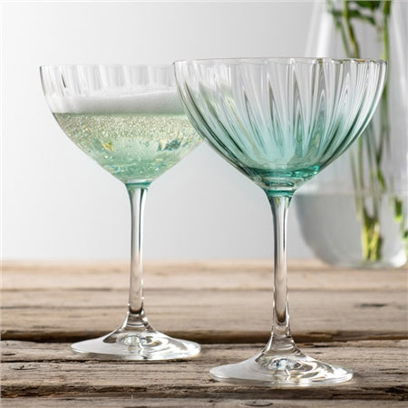 Galway Erne C/tail & Champagne Saucer Set of 2 - Aqua
