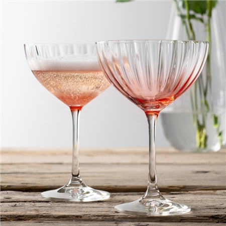 Galway Erne C/tail & Champagne Saucer Set of 2 - Blush