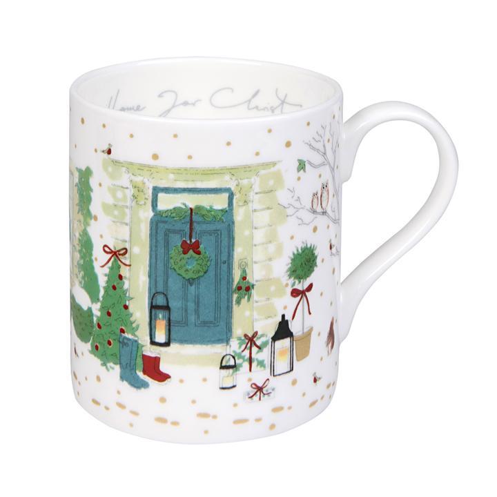 Sophie Allport Holly & Berry Home for Christmas Mug door scene 425ml