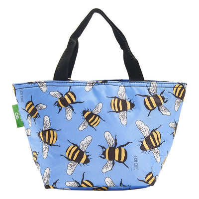 Eco Chic Blue Bumblebees Recycled Insulated Lunch Bag