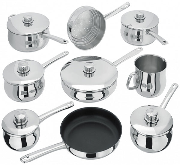 Stellar 1000 9 Piece Stainless Steel Saucepan Set - S1F2, Induction Safe