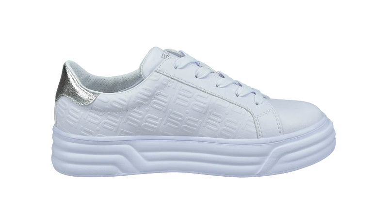 Bagatt Ladies Lace Up Sneaker, D32-ADP01, White silver trainer
